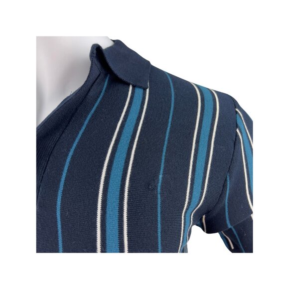 Ben Sherman Navy Knit Polo with Blue Stripes - Picture 3 of 3